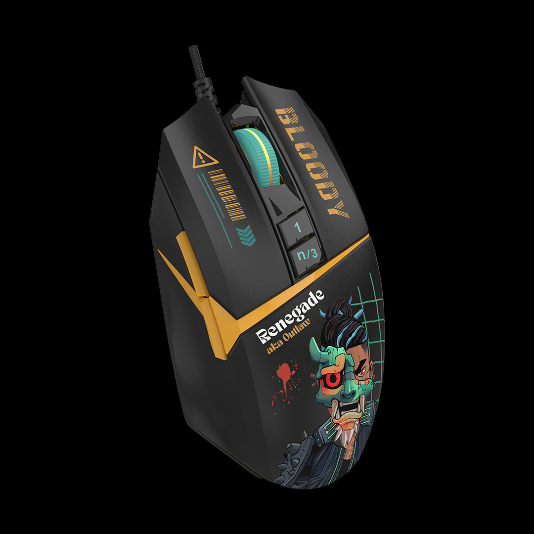 Mouse A4Tech, gaming, Bloody RGB Animation Backlit USB Renegade Midnight, "W63Max Renegade Midnight", (timbru verde 0.18 lei) 4711421 000536