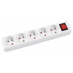 Prelungitor cu 5 prize, cablu 3 metri, cu intrerupator, Office Products - alb