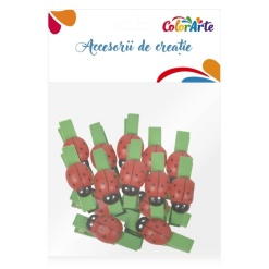 Accesorii creatie - lemn - carlig color buburuze, 3.5cm, set 10 buc, Colorarte
