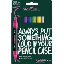 BLISTER 6 MARKERE ACRILICE MULTIMARK CULORI INTENSE FABER-CASTELL