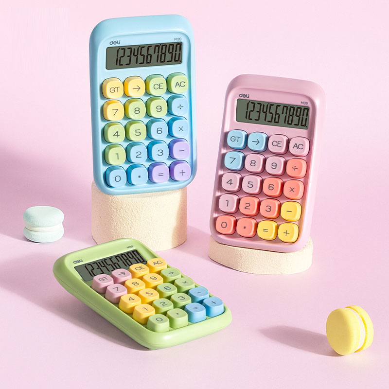 CALCULATOR BIROU 10DIG TASTE MULTICOLORE ALBASTRU DELI - imagine 2