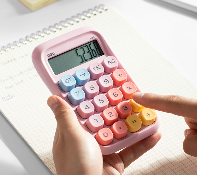 CALCULATOR BIROU 10DIG TASTE MULTICOLORE ROZ DELI - imagine 2