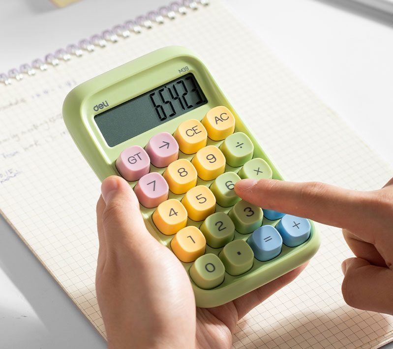 CALCULATOR BIROU 10DIG TASTE MULTICOLORE VERDE DELI - imagine 3