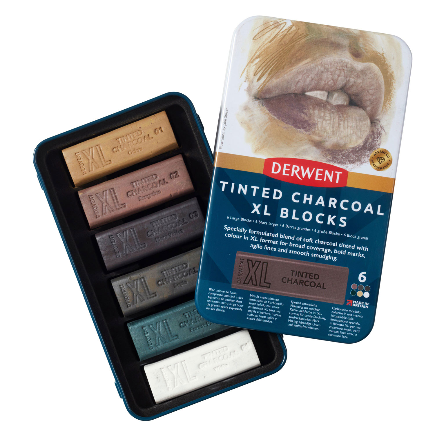 CARBUNE XL SOLUBIL NUANTE PAMANTII CUTIE METAL 6/SET INKTENSE DERWENT - imagine 3