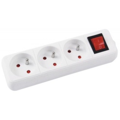 Prelungitor cu 3 prize, cablu 3 metri, cu intrerupator, Office Products - alb