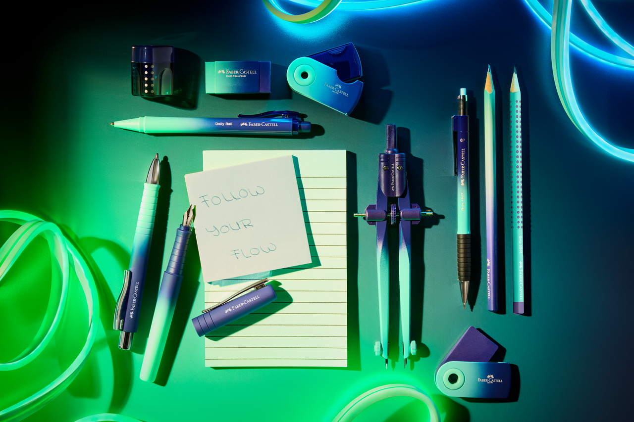 STILOU POLY PEN FLOW ALBASTRU-TURCOAZ M FABER-CASTELL - imagine 4