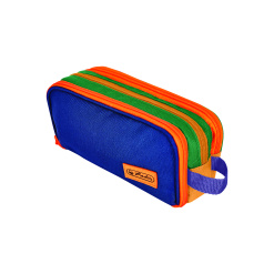 PENAR TIP ETUI 3 COMPARTIMENTE NEON ALBASTRU/PORTOCALIU/VERDE