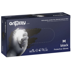 MANUSI NITRIL CU GRIP NEGRE M 50/SET GRIPZZLY