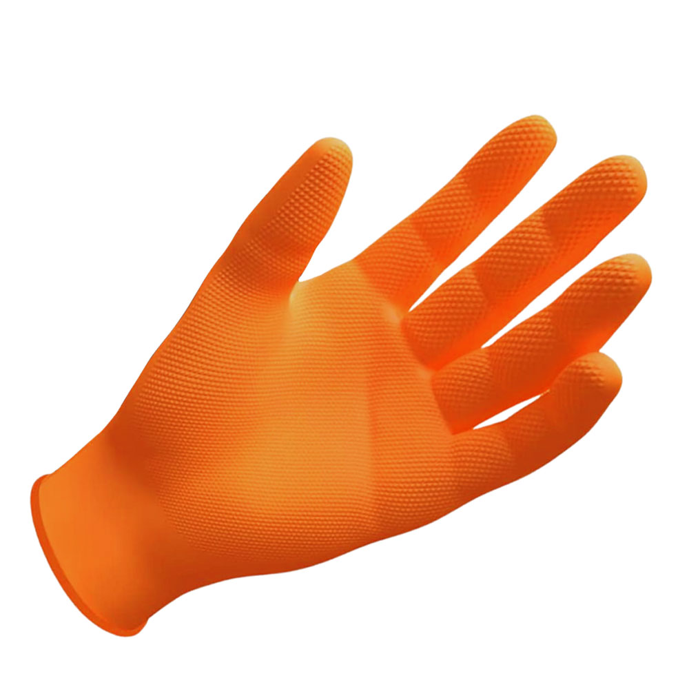 MANUSI NITRIL CU GRIP ORANGE M 50/SET GRIPZZLY - imagine 2