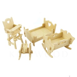 Alternative view of Puzzle lemn 3D - Mobilier camera copil, 2 foi, Colorarte, P010-2