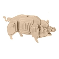 Alternative view of Puzzle lemn 3D - Porc, 2 foi, Colorarte, HS1049-2