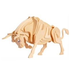 Alternative view of Puzzle lemn 3D - Taur, 2 foi, Colorarte, M002A-2