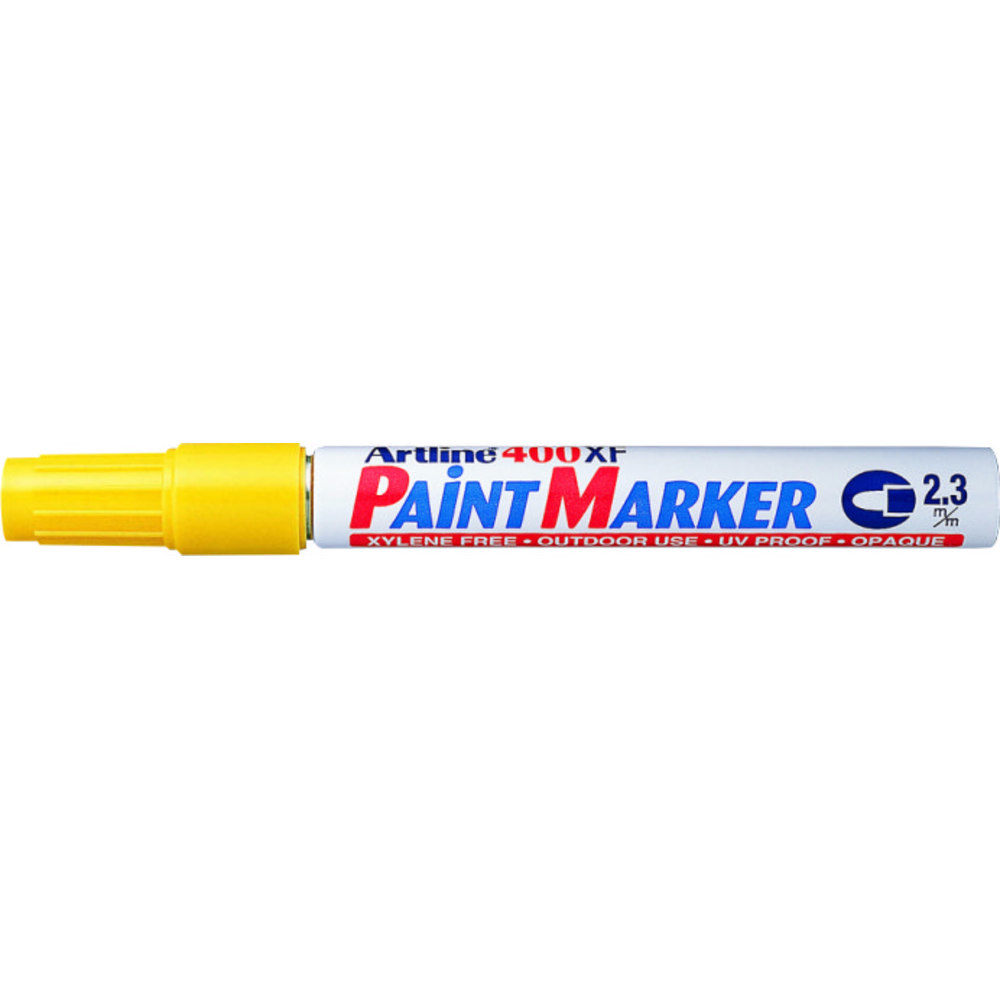 Marker cu vopsea ARTLINE 400XF, corp metalic, varf rotund 2.3mm - galben