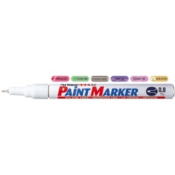 Marker cu vopsea ARTLINE 444XF, corp metalic, varf rotund 0.8mm - alb
