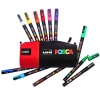 Penar echipat UNI Posca, negru cu rosu, 16 markere (6x5M, 6x3M, 4x1MR) - imagine 2