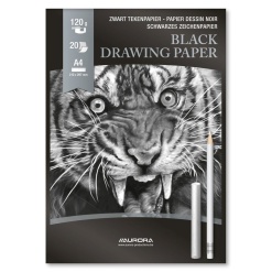 Bloc desen A4, 20 file - 120gsm, AURORA Raphael - hartie neagra