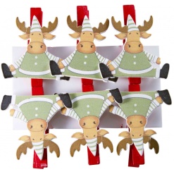 Alternative view of Accesorii creatie - lemn - carlig ren, colorat, 4.5cm, set 6 buc, Colorarte
