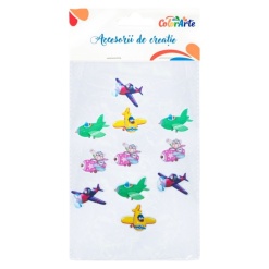 Forme decorative - hartie gumata autoadeziva - avioane, Colorarte, MTCR-EA706, set 12 buc