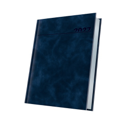 AGENDA DATATA A5 352PAG PREMIUM DELUXE CHIA COPERTA PIELE SINTETICA BLEUMARIN FOLIO ARGINTIU 2027