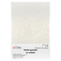 Hartie gumata cu sclipici A4, 2mm, alb, set 10 coli, Colorarte