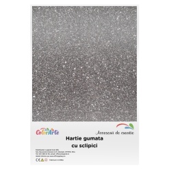 Hartie gumata cu sclipici A4, 2mm, negru, set 10 coli, Colorarte