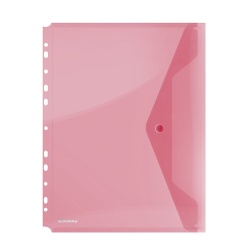 Folie protectie A4, clapa laterala, inchidere cu capsa, 4/set, 200microni, DONAU - rosu transparent