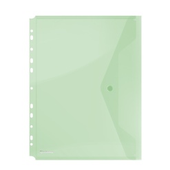 Folie protectie A4, clapa laterala, inchidere cu capsa, 4/set, 200microni, DONAU - verde transparent