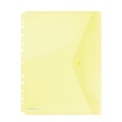 Folie protectie A4, clapa laterala, inchidere cu capsa, 4/set, 200microni, DONAU - galben transparen