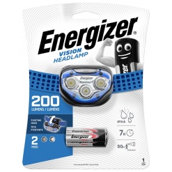 Lanterna de cap, ENERGIZER Vision, cu 6 leduri, 200 lumeni, raza 50m, 2 moduri, cu 3 baterii AAA