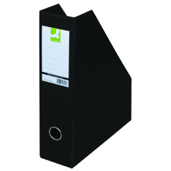 Suport reviste, carton plastifiat PVC, latime 76mm, Q-Connect - negru