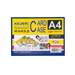 Buzunar magnetic A4, transparent, din ABS+PVC, KEJEA - margine albastra