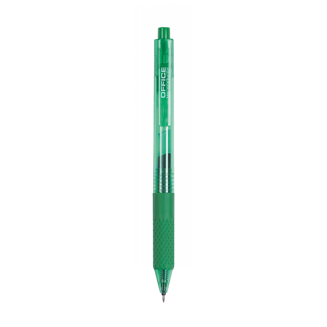 Pix cu gel, mecanism retractabil, rubber grip, 0.5 mm, Office Products - verde