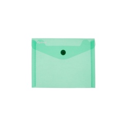 Mapa PP protectie documente A6 landscape, inchidere cu capsa, 10/set, Optima - verde transparent