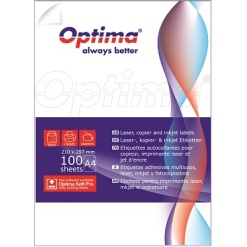 Etichete albe autoadezive 18/A4, 63.5 x 46.6 mm, 100 coli/top Optima - colturi rotunjite