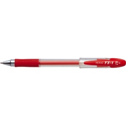 Pix cu gel PENAC FX-1, rubber grip, 0.7mm, con metalic, corp transparent - scriere rosie