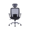 Scaun de birou, brate plastic, rotile, mesh textil, cu tetiera, Office Products Samos - negru