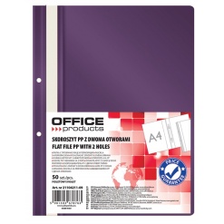 Dosar plastic PP cu sina, cu gauri, grosime 100/170microni, 50 buc/set, Office Products - violet
